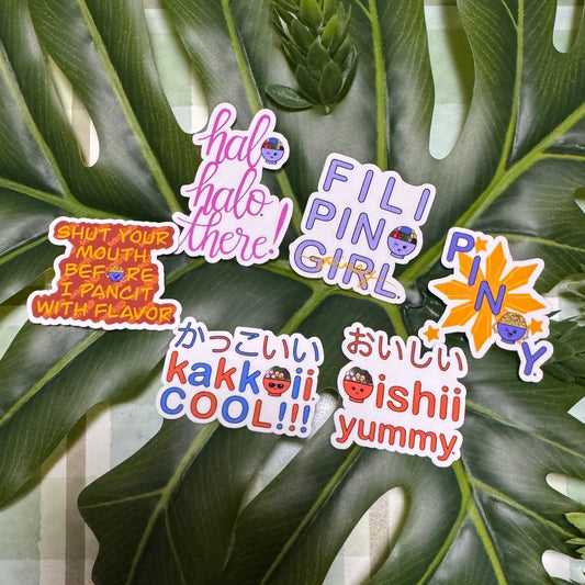 CutesyBowl™ (International Phrases) Die-Cut Stickers
