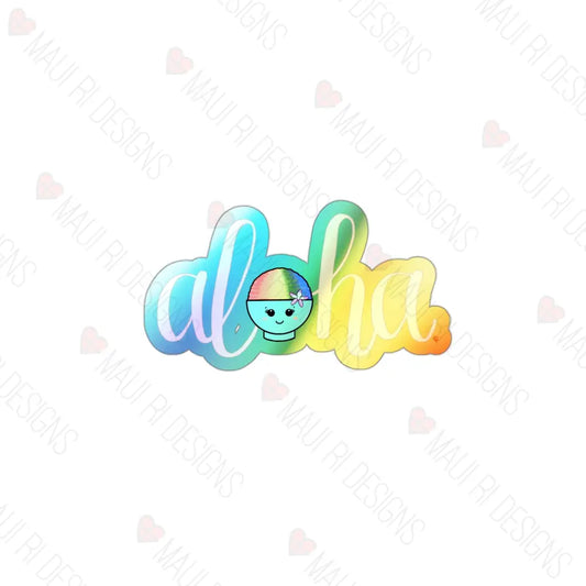 Aloha Shave Ice Die-Cut Vinyl Holographic Sticker 3’’ × / Paper Products